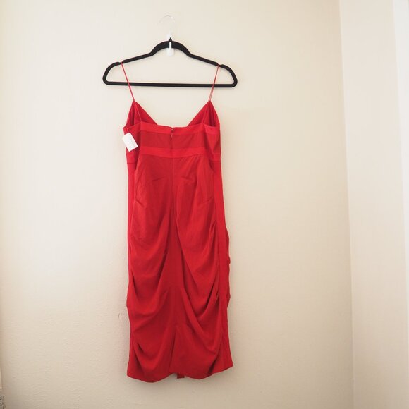NWT Nicole Miller Collection Neiman Marcus Red Spaghetti Strap Silk Dress - Picture 5 of 7